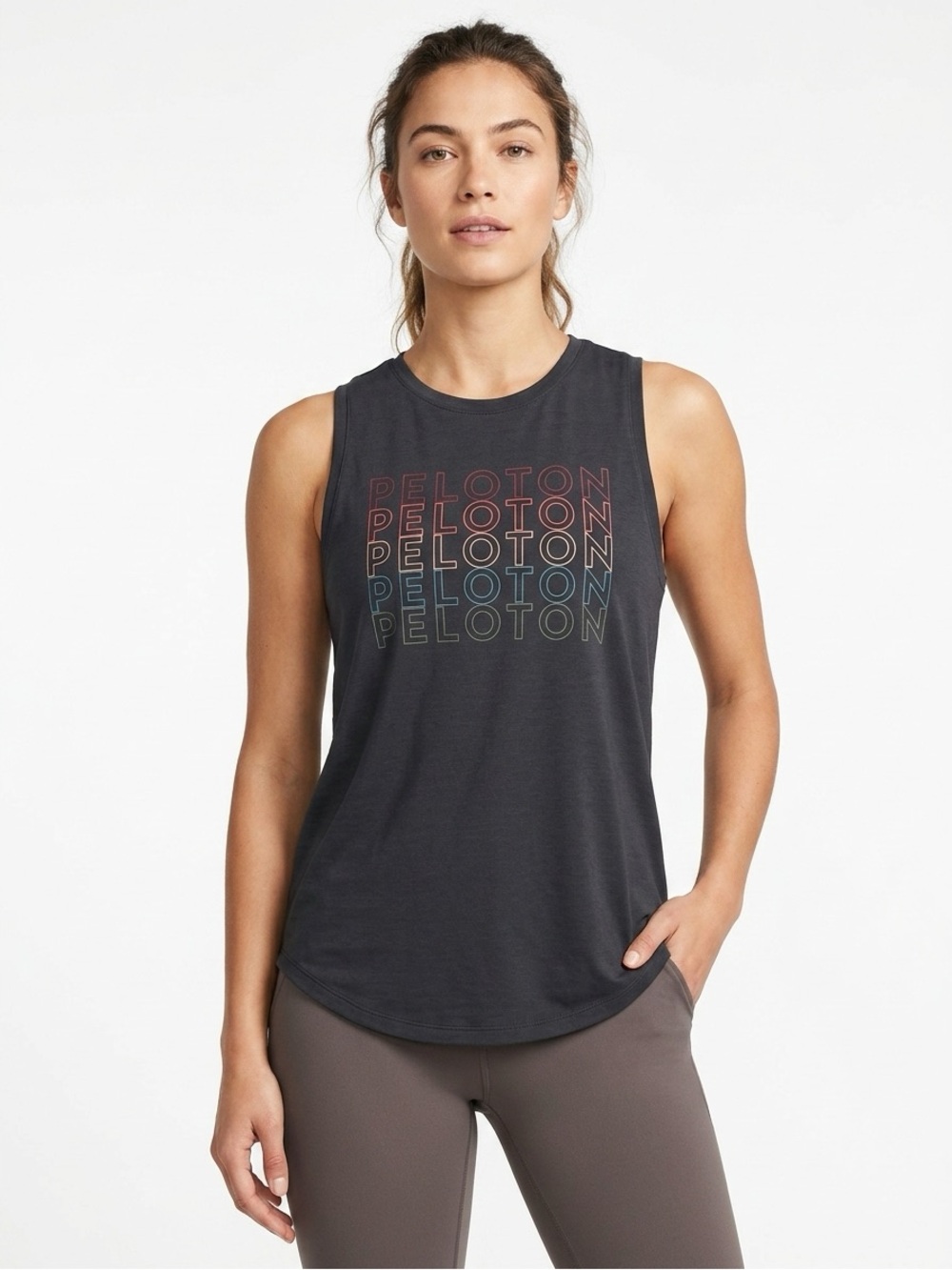 Peloton Racerback Supima Cotton Modal Logo Tank Athleisure Activewear S Black